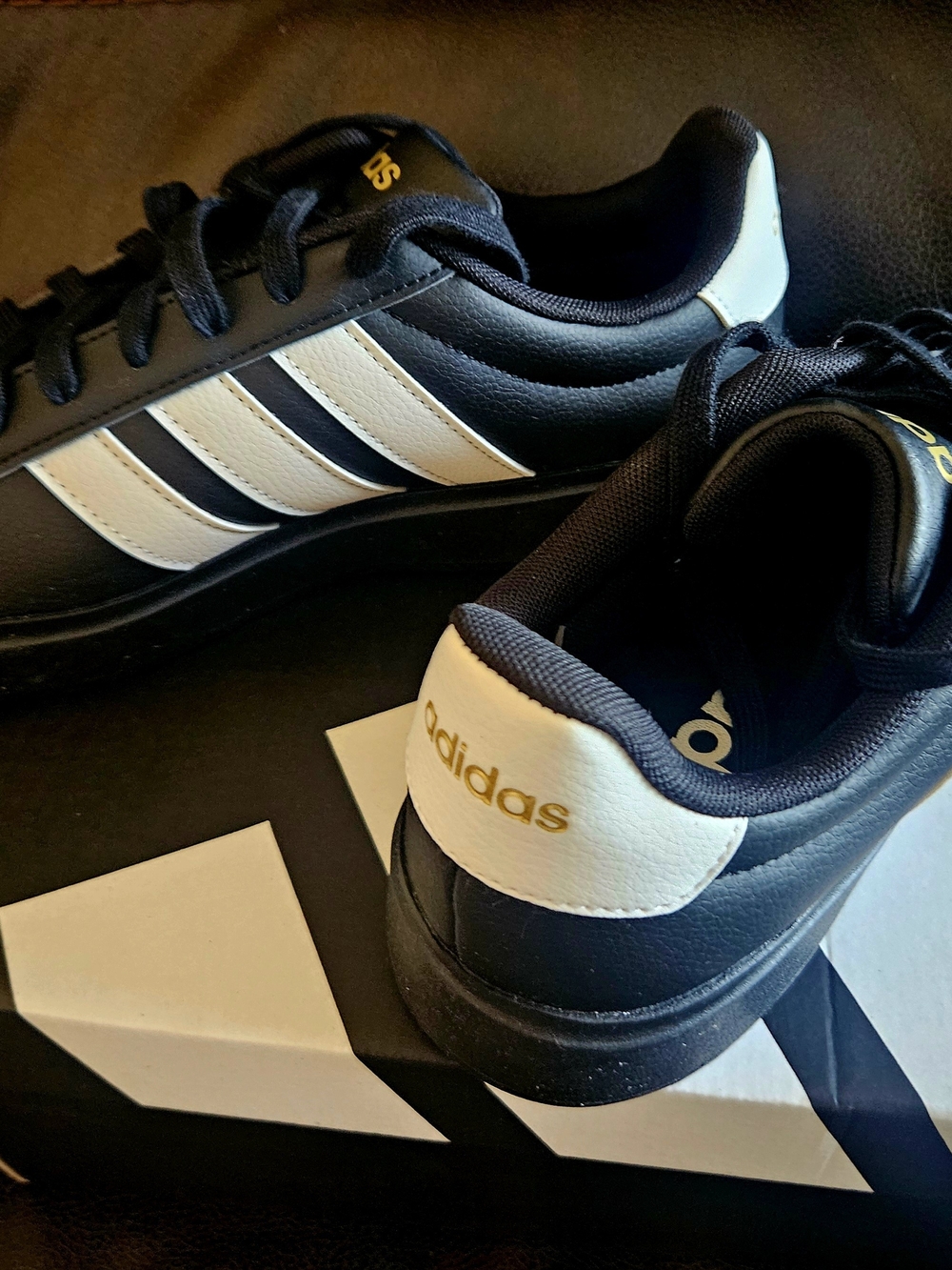 Adidas Black Sneakers with White Stripes - Picture 3 of 6